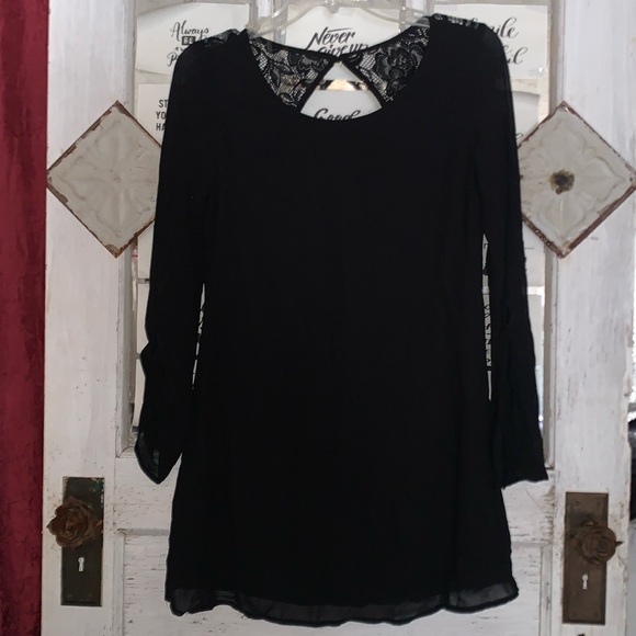 Speechless sheer tunic women’s top black x-small bell sleeve casual formal - Picture 1 of 7